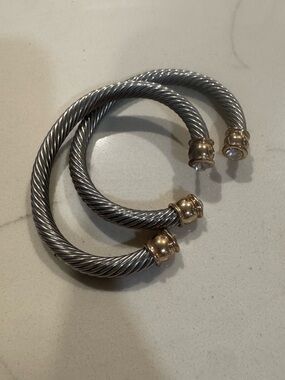 Twisted Cable Open Cuff Bracelet with Gold Accents